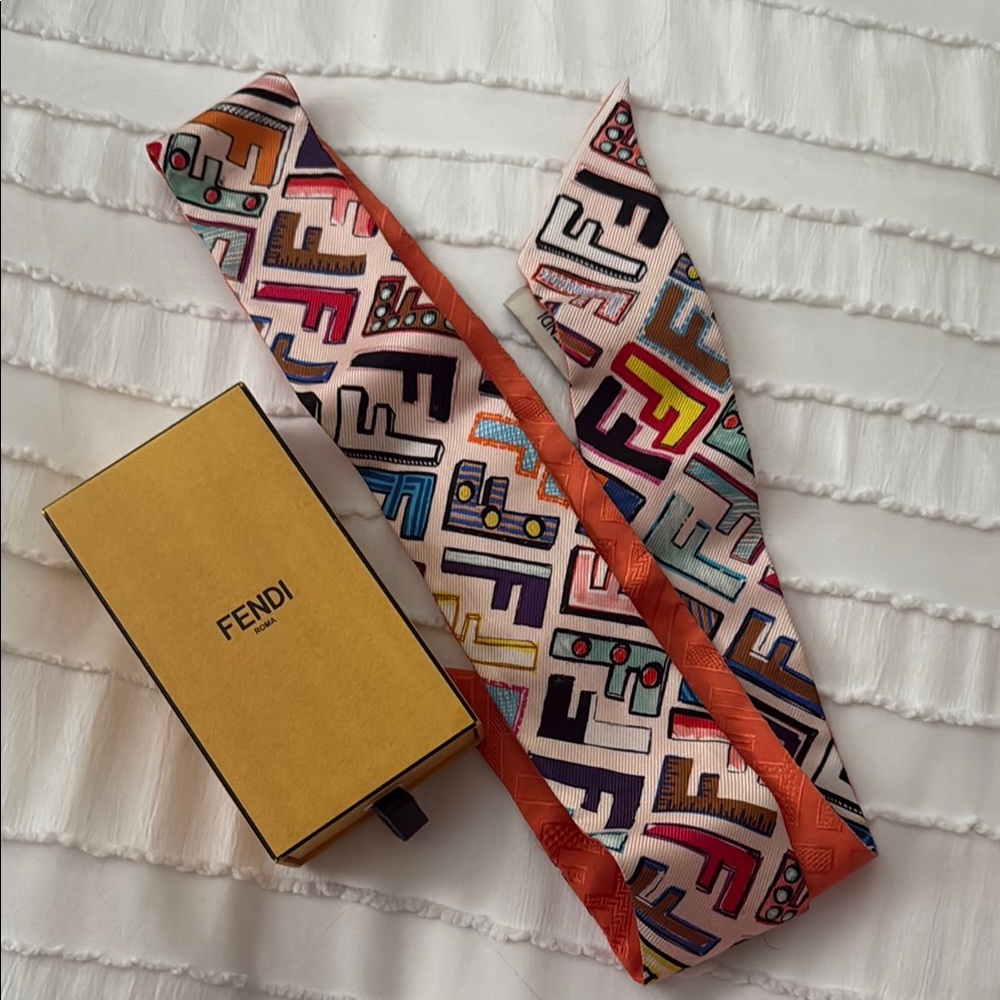 Fendi Colorful Silk Twilly Scarf